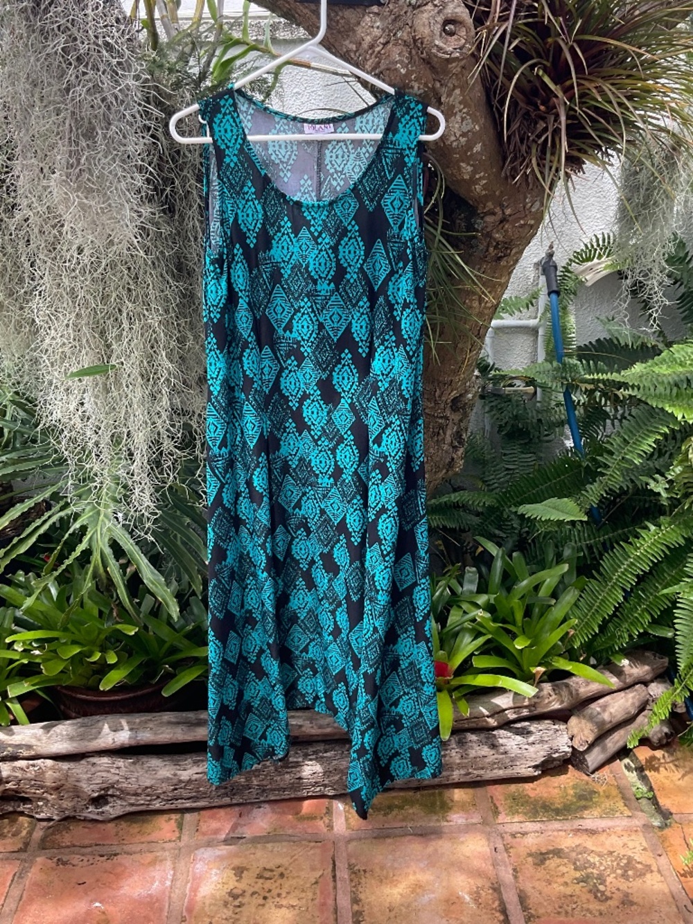 IOLANI Green & Black Long Dress Size L